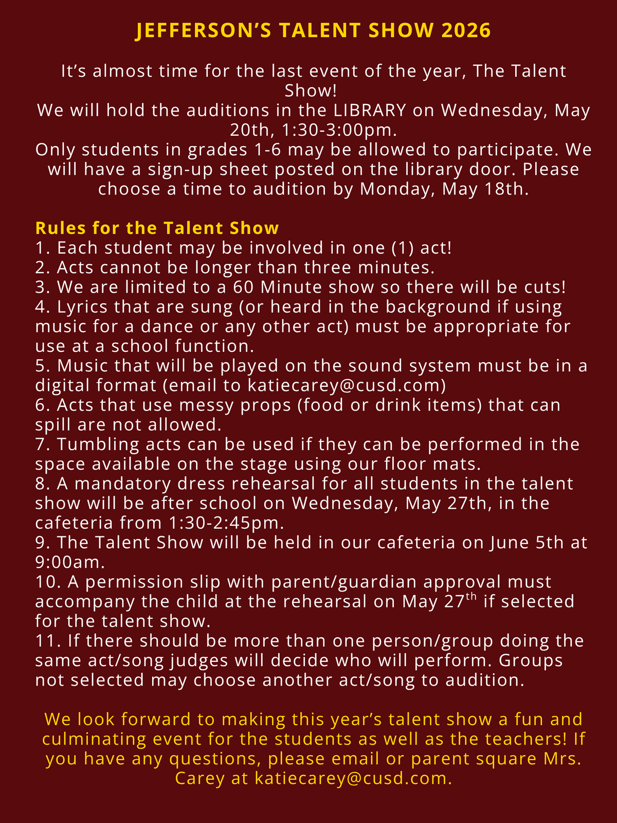 talent show info