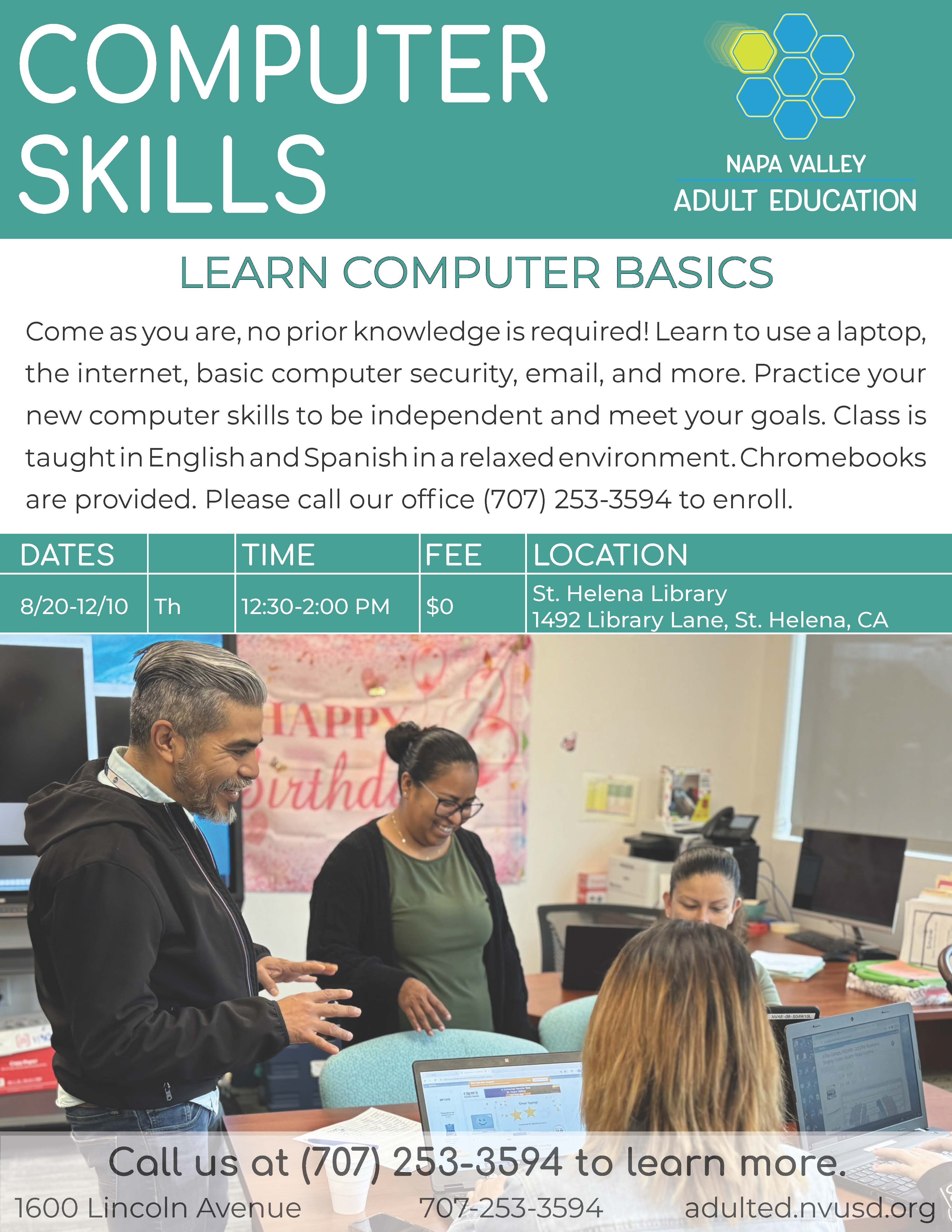 Computer Skills Classes with Napa Valley Adult Education 