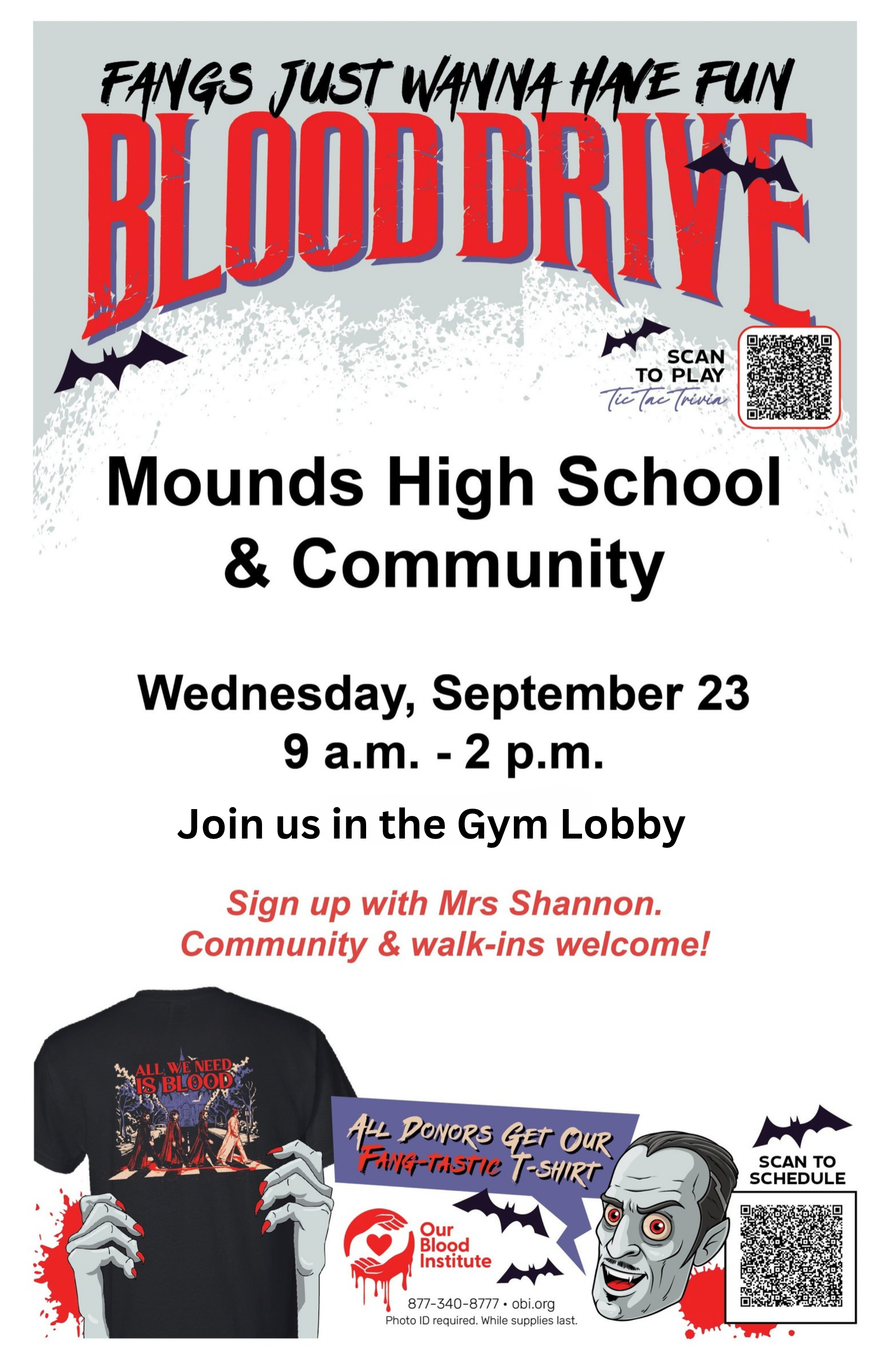 Blood Drive Tomorrow, 9/23
