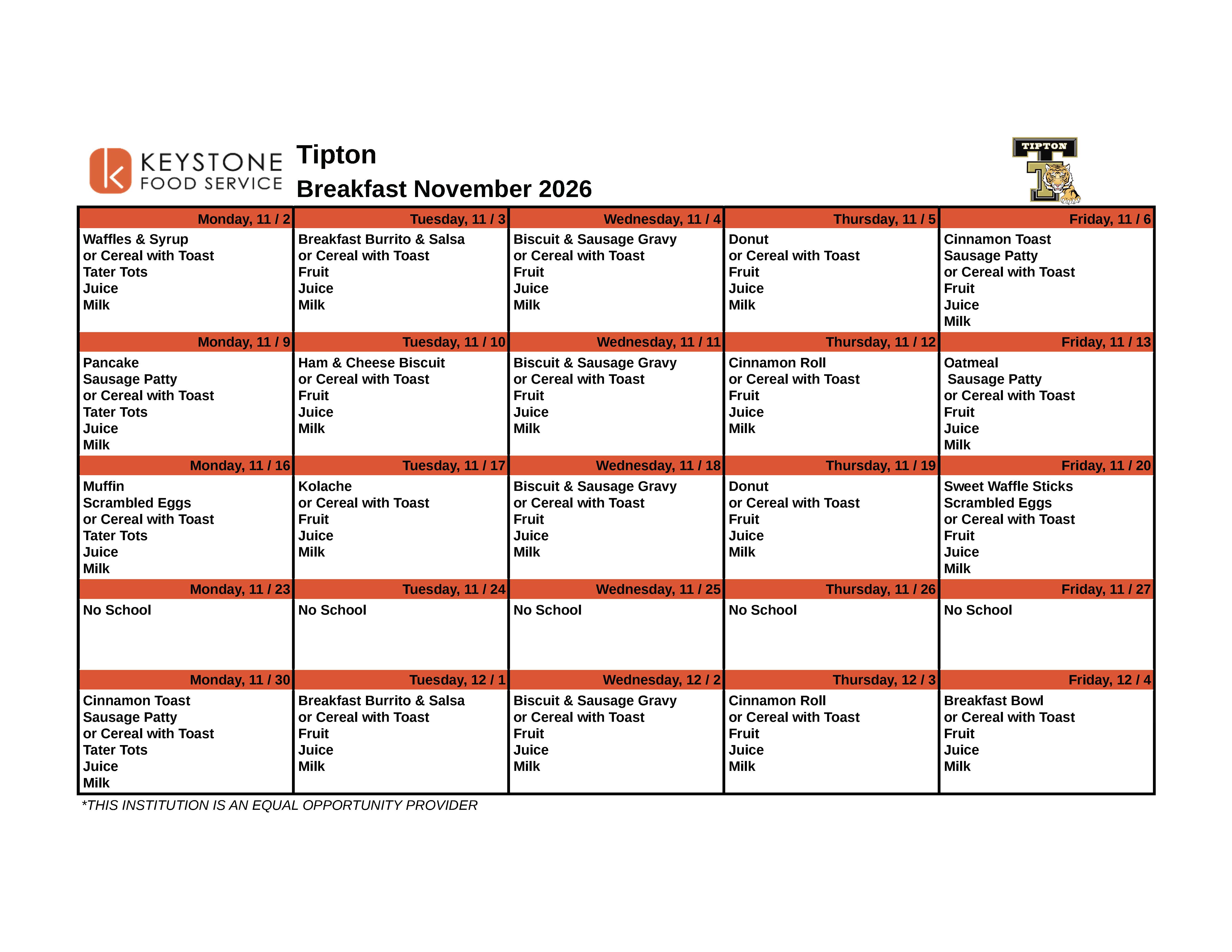November Menu