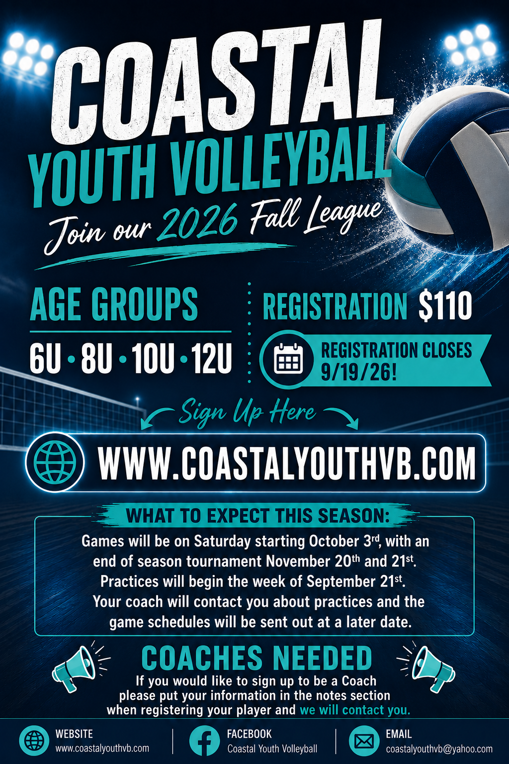 Approved Pubic Announcement - Join Coastal Youth Volleyball