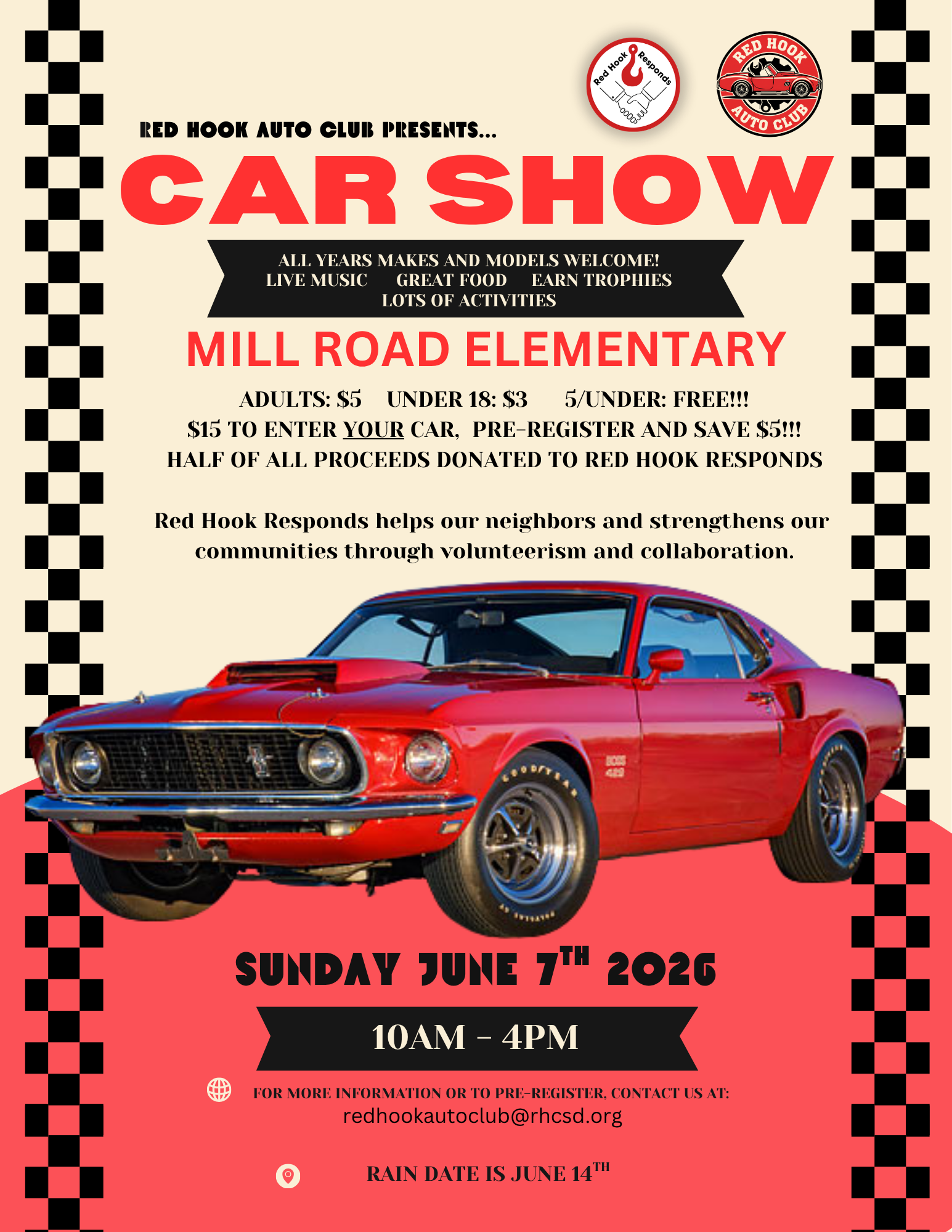 Red Hook High School Auto Club's Car Show at Mill Road Sunday