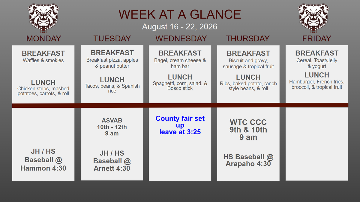Week at a Glance August 16-22