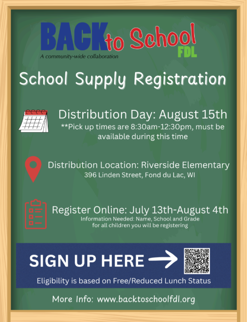 Attention: Fond Du Lac County Residents - Back to School Supply Assistance Program