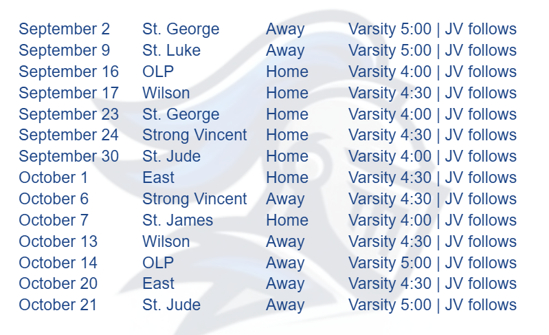 Game schedule