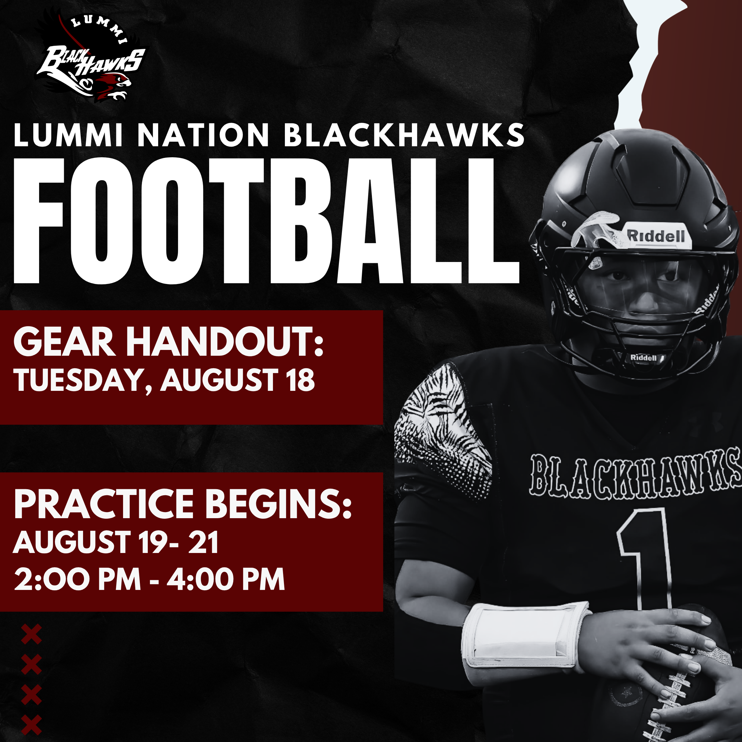 Blackhawks Football Gear Handout Tomorrow; Practice on Wednesday