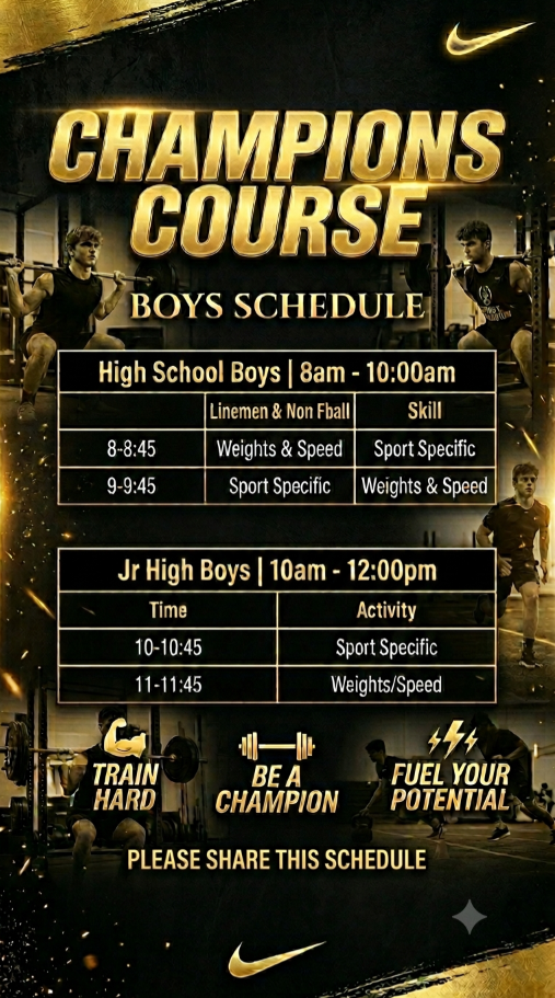 Champions Course schedule