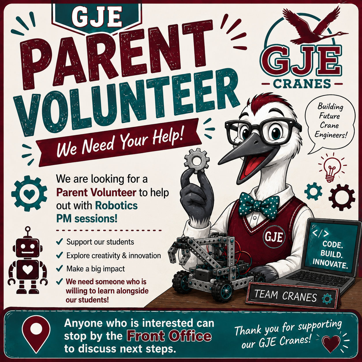GJE Robotics- Parent Volunteer Needed
