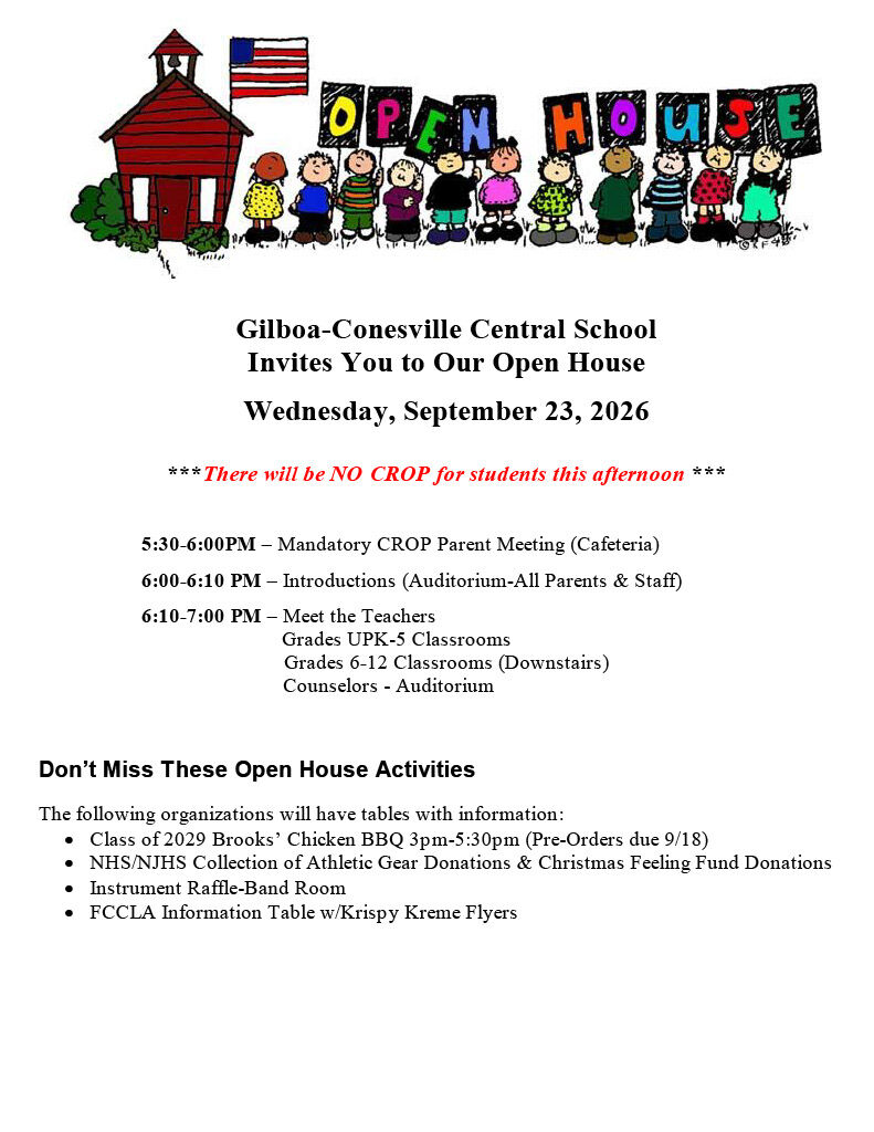 GCCS Open House: Wednesday, September 23 @6PM
