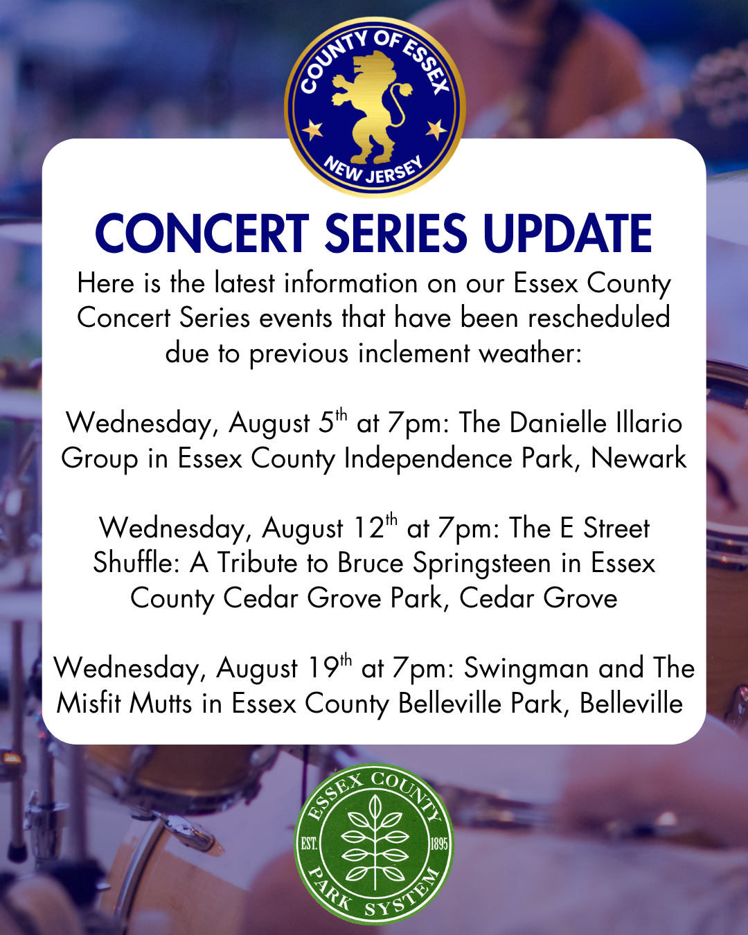  Essex County 2026 Summer Concert Series Updates
