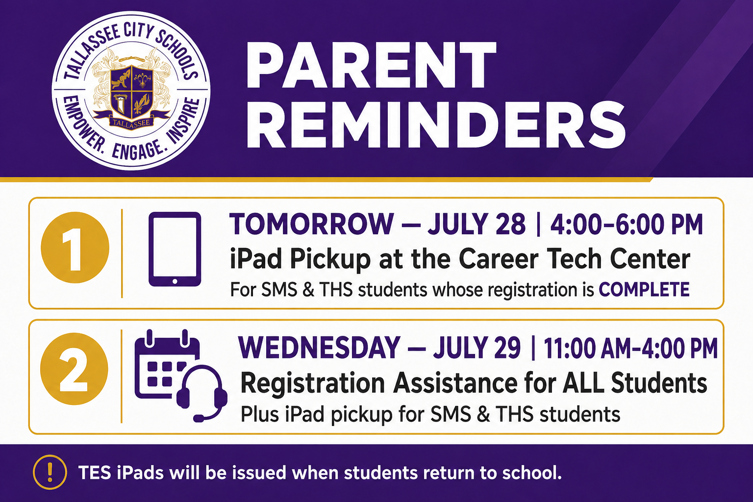 Parent Reminders