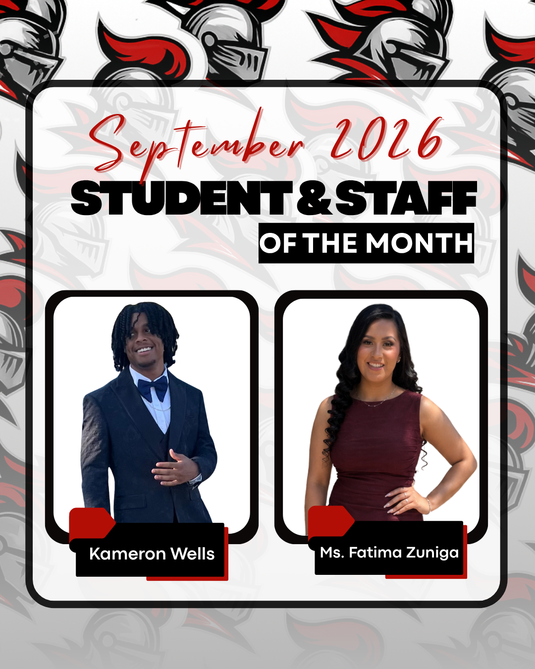 Congratulations to our September Staff and Student of the Month! 