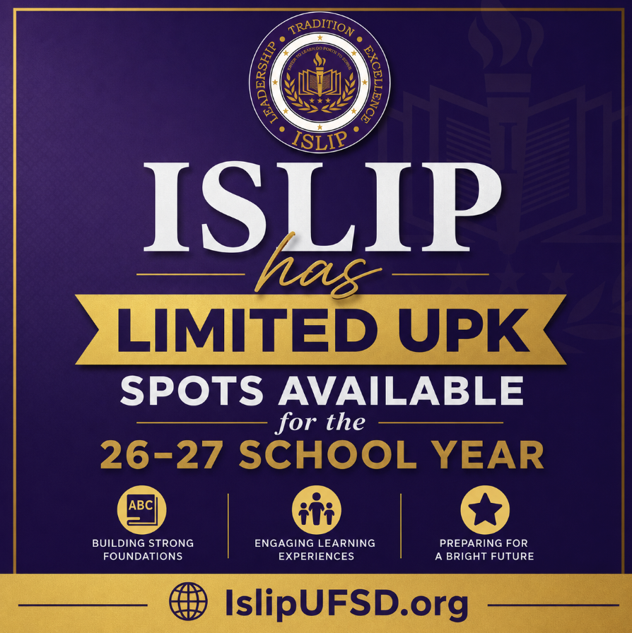 Islip School District has Limited UPK Openings for 2026–2027 School Year