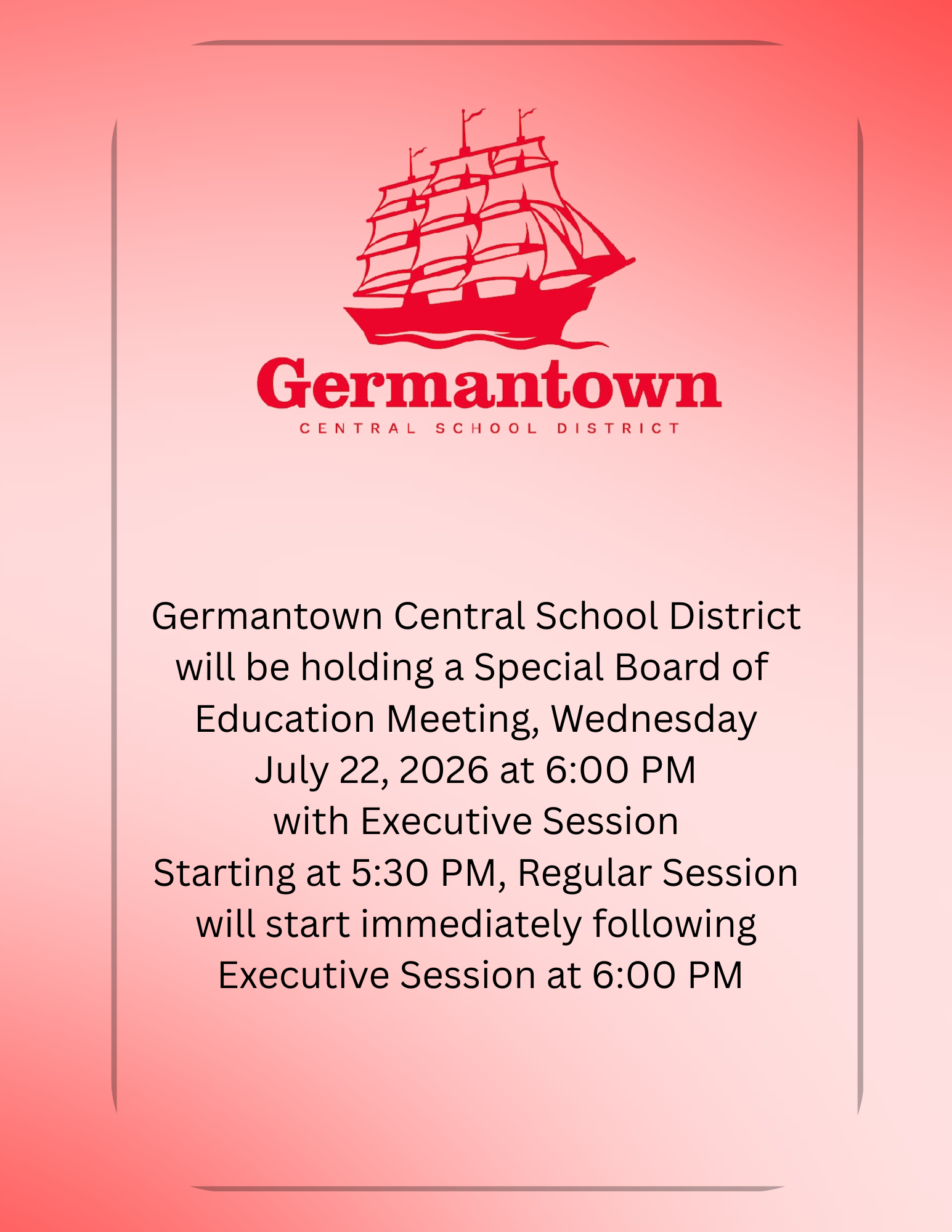Special Board of Education Meeting