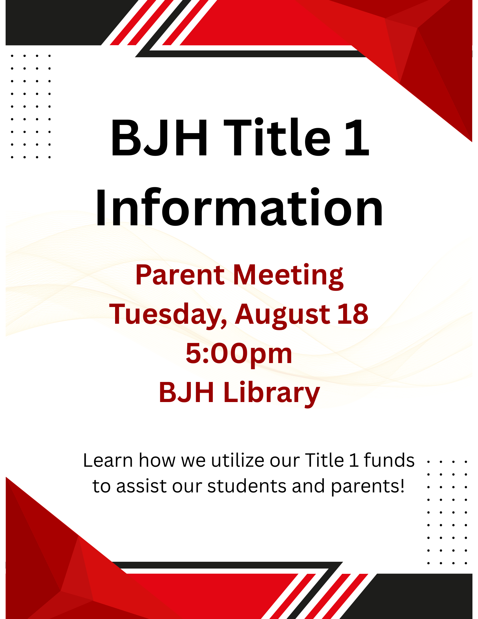Title 1 Parent Information Meeting
