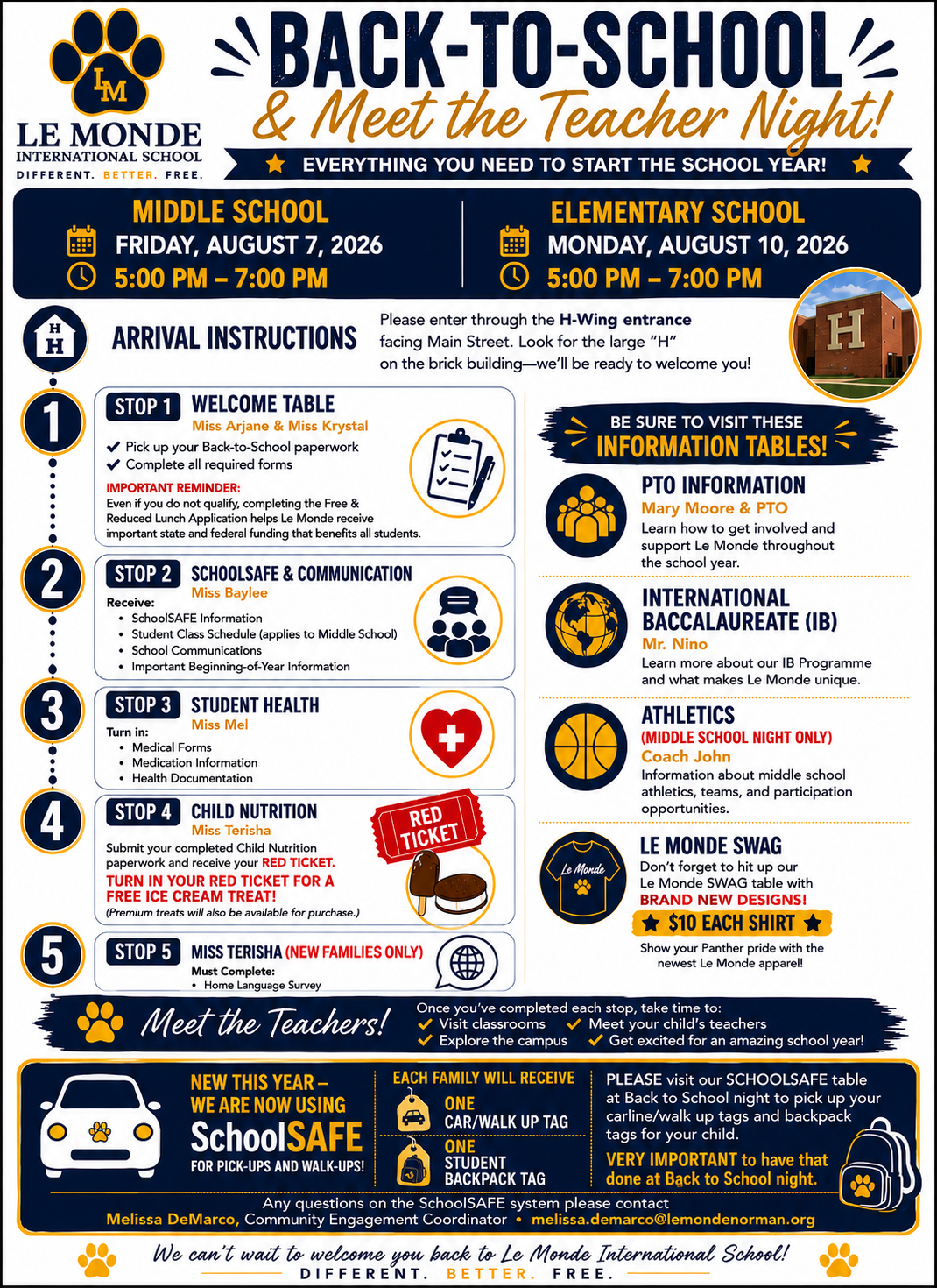 Back To School Nights Checklist  8/7 MS & 8/10 Elementary