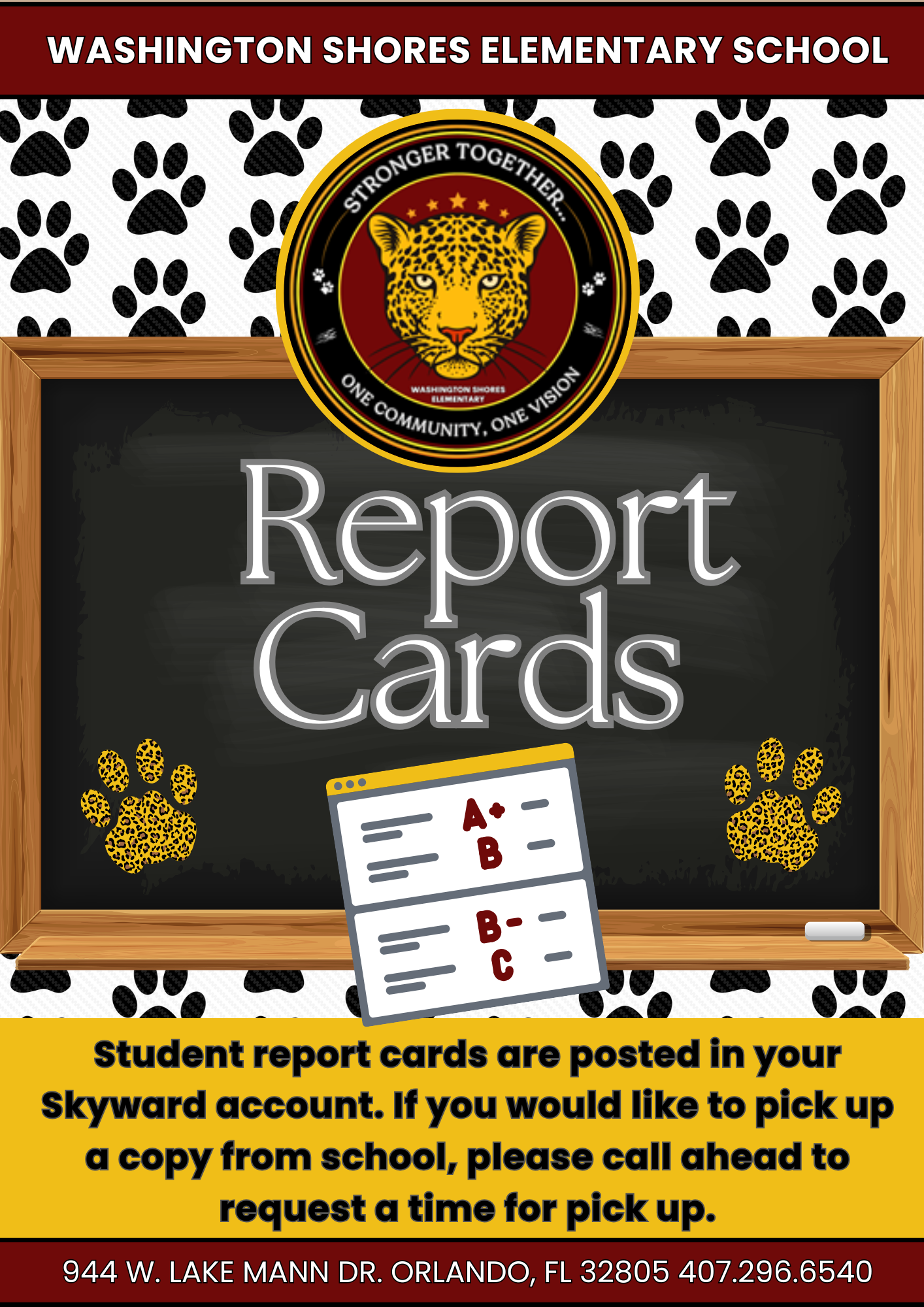 🐾📚Washington Shores ES Final Report Card 📈🐾