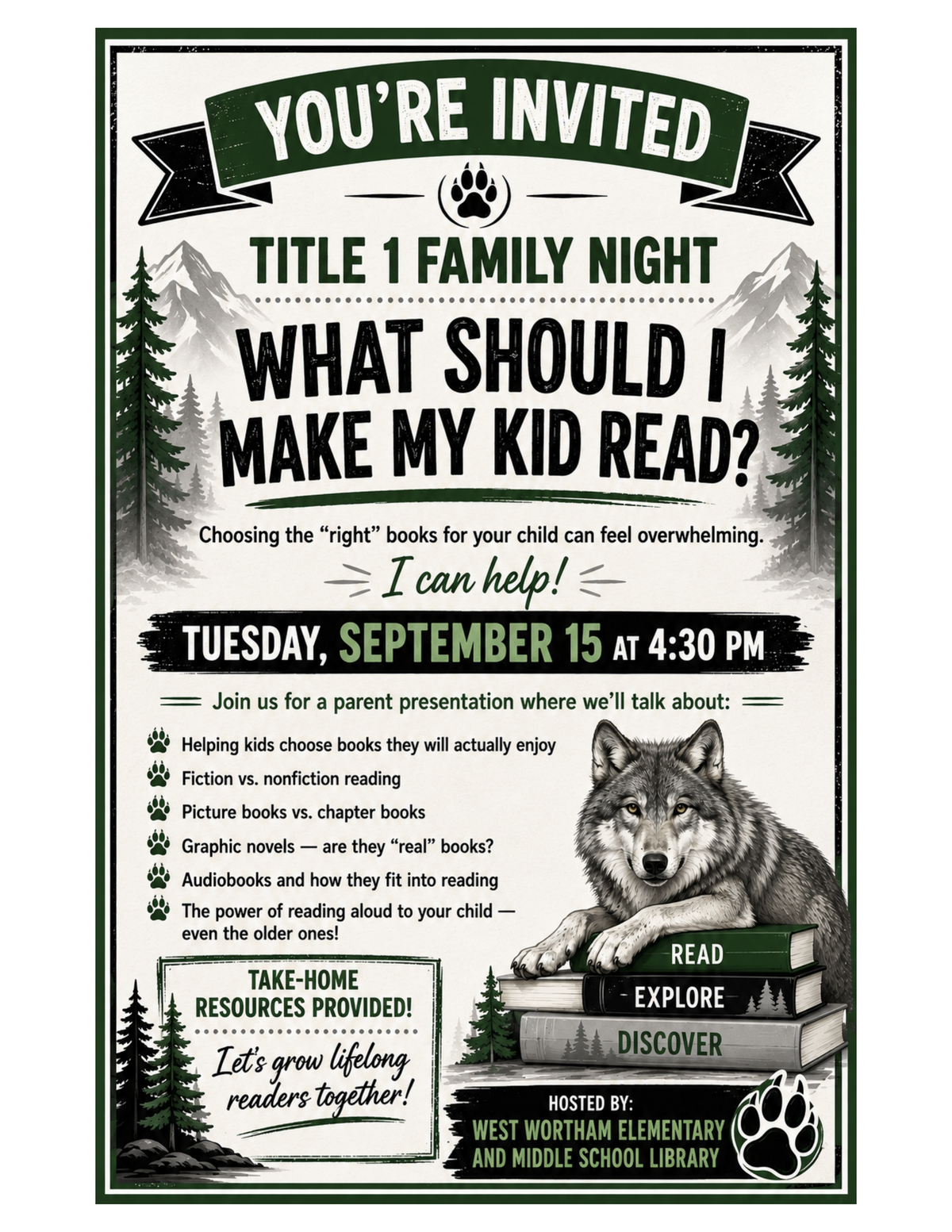 📚 September 2026 Title I Family Engagement Meeting - Cultivating Lifelong Readers to Improve Academic Success