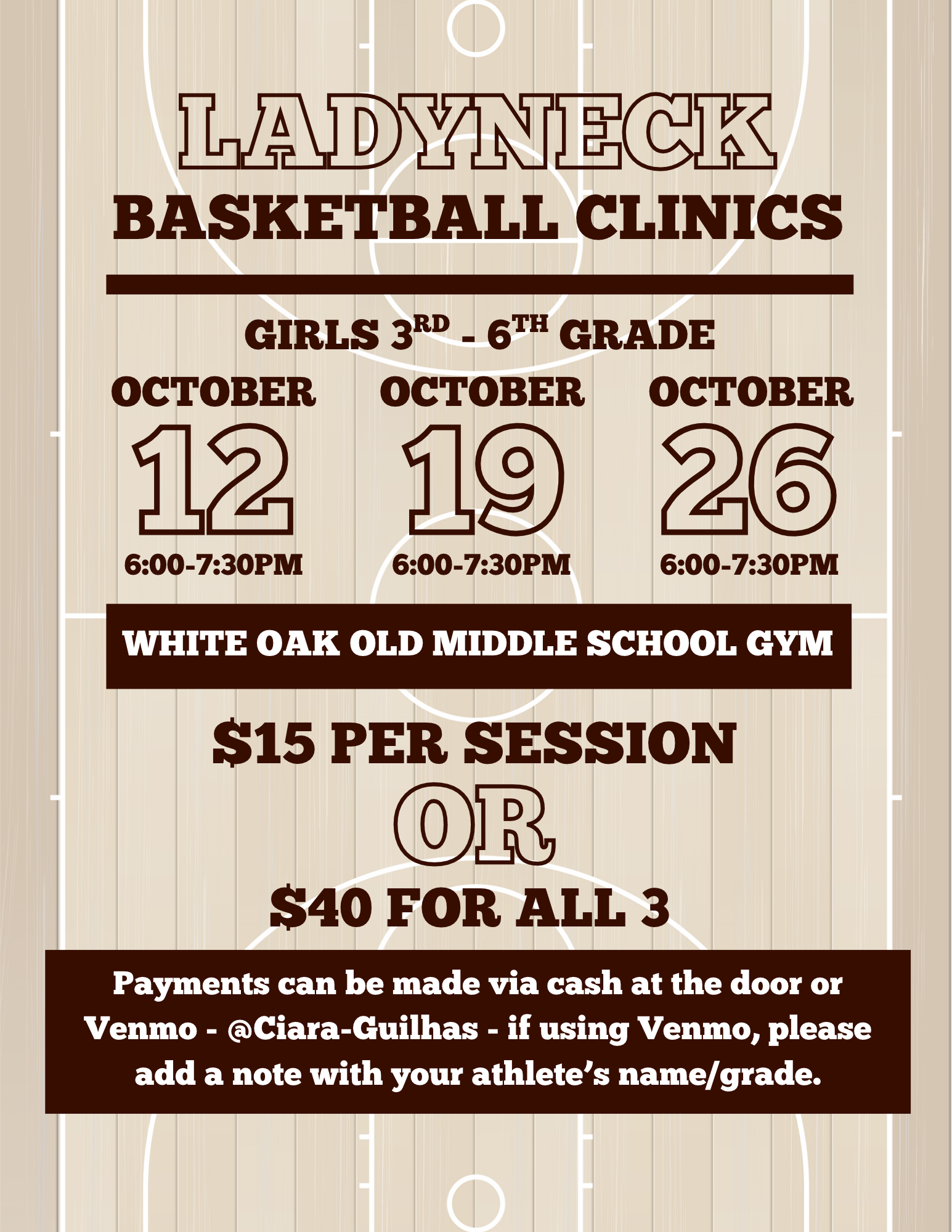 Ladyneck Basketball Clinic 3rd - 6th grade