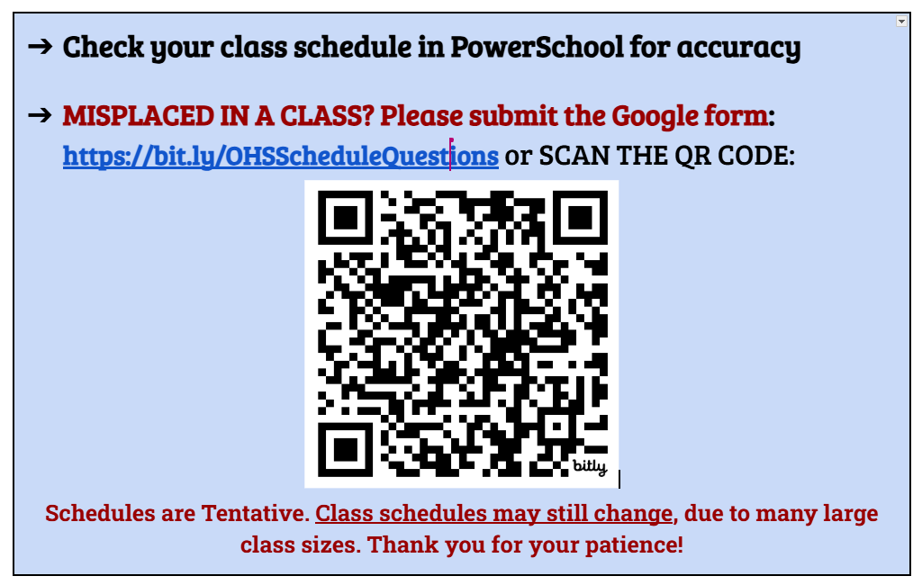 Schedule Changes 