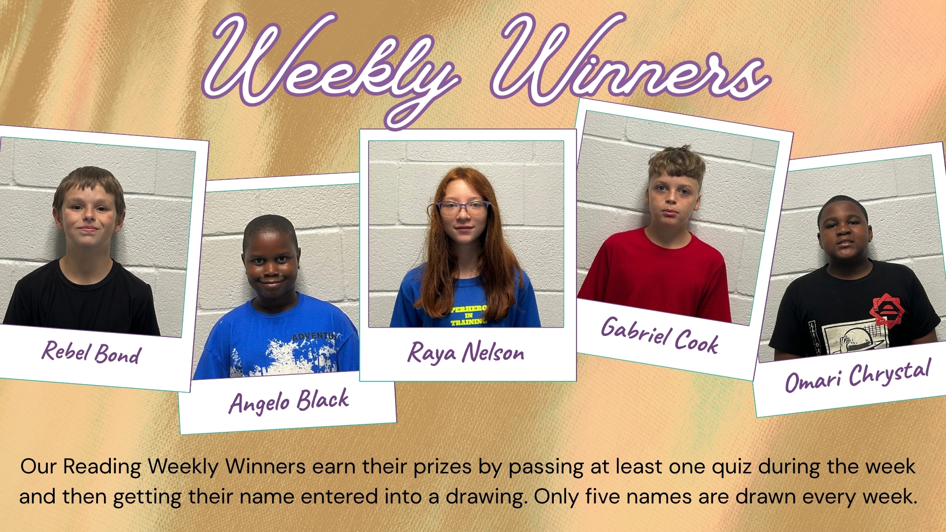 HIS Library Legends Weekly Reading Reward Winners -  September 28th - October 2nd