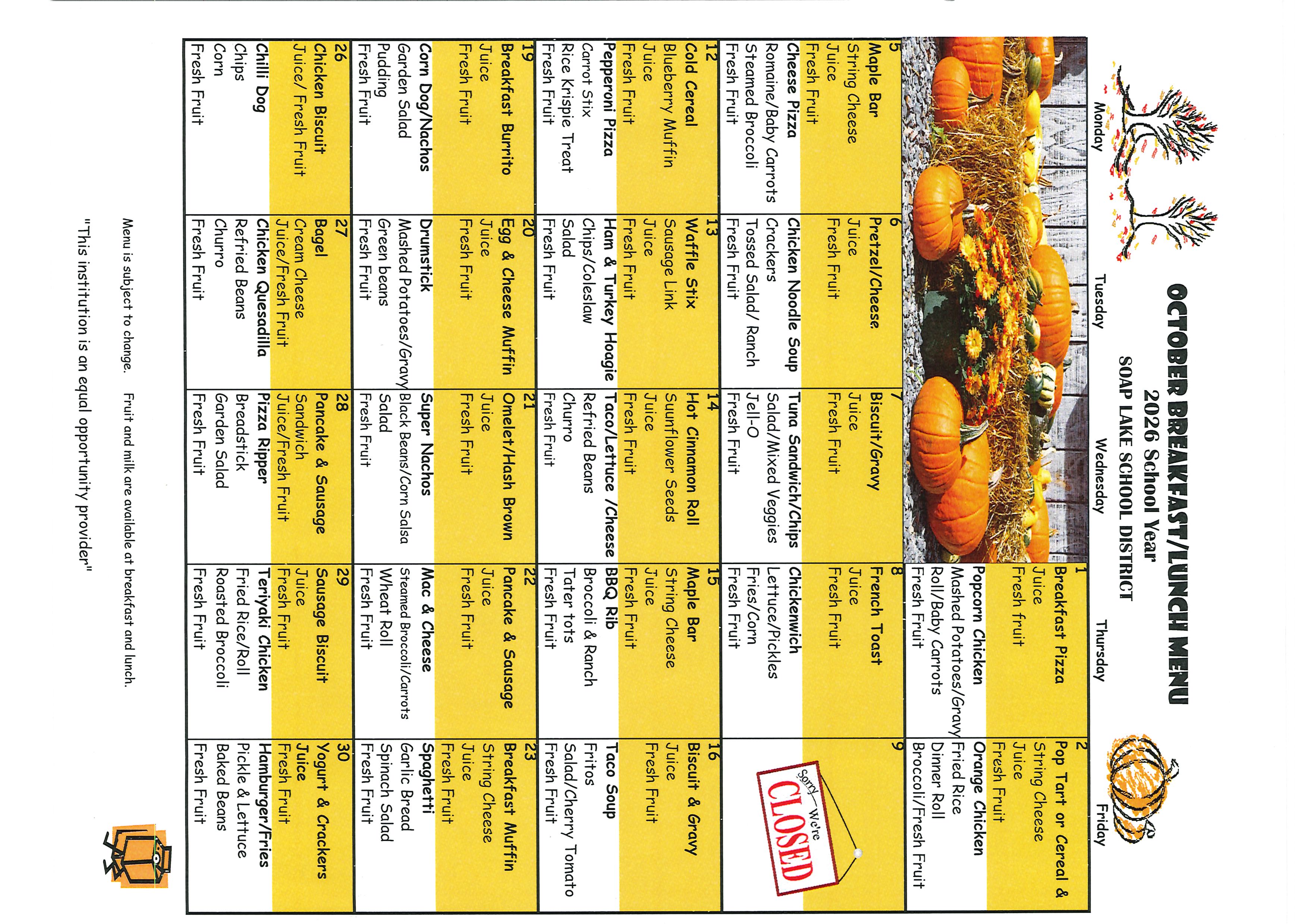October Menu
