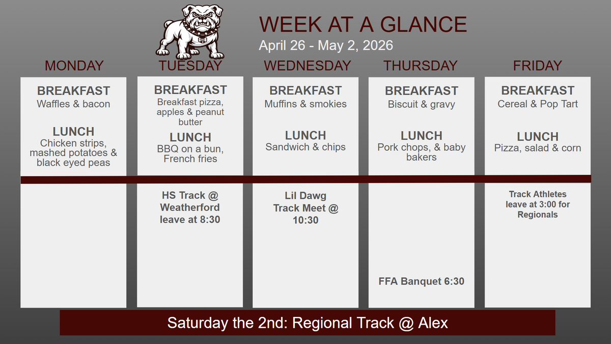 Week at a Glance April 26 - May 2, 2026
