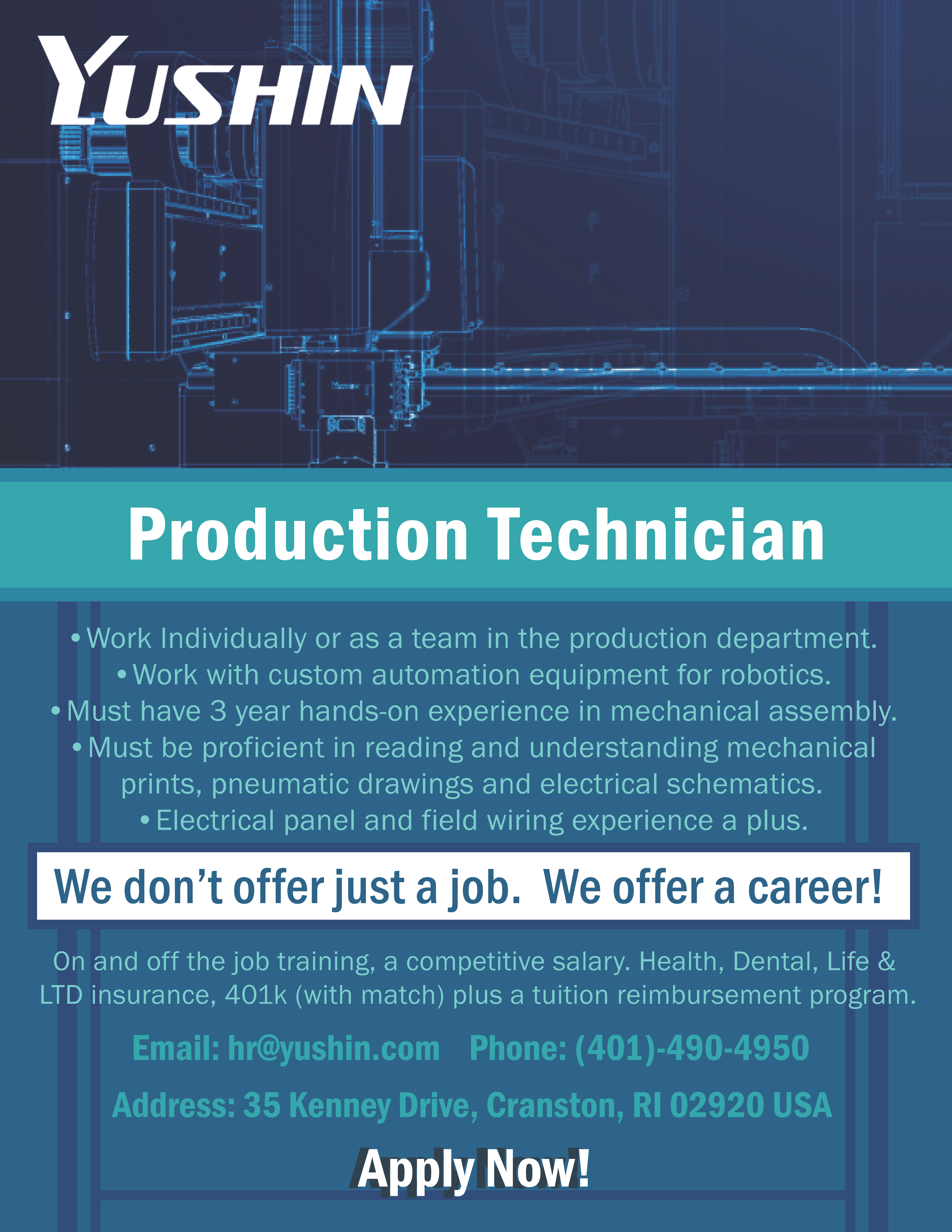 Job Opportunity: Yushin America: Production Technician and CNC Machinist