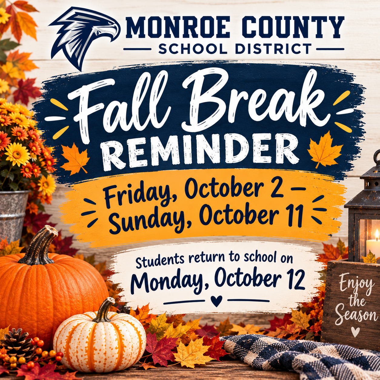 Fall Break Reminder 