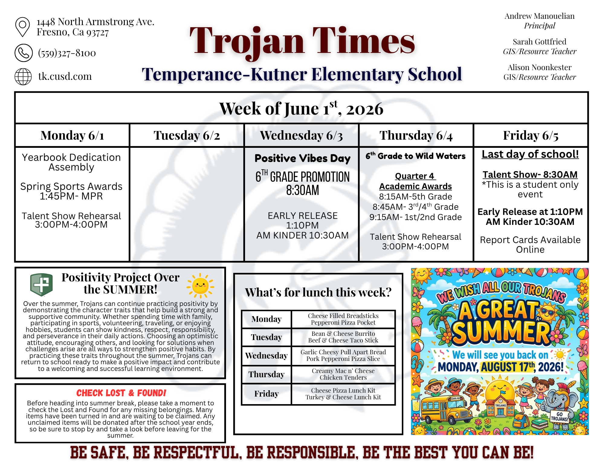 Trojan Times- Last Week of School!