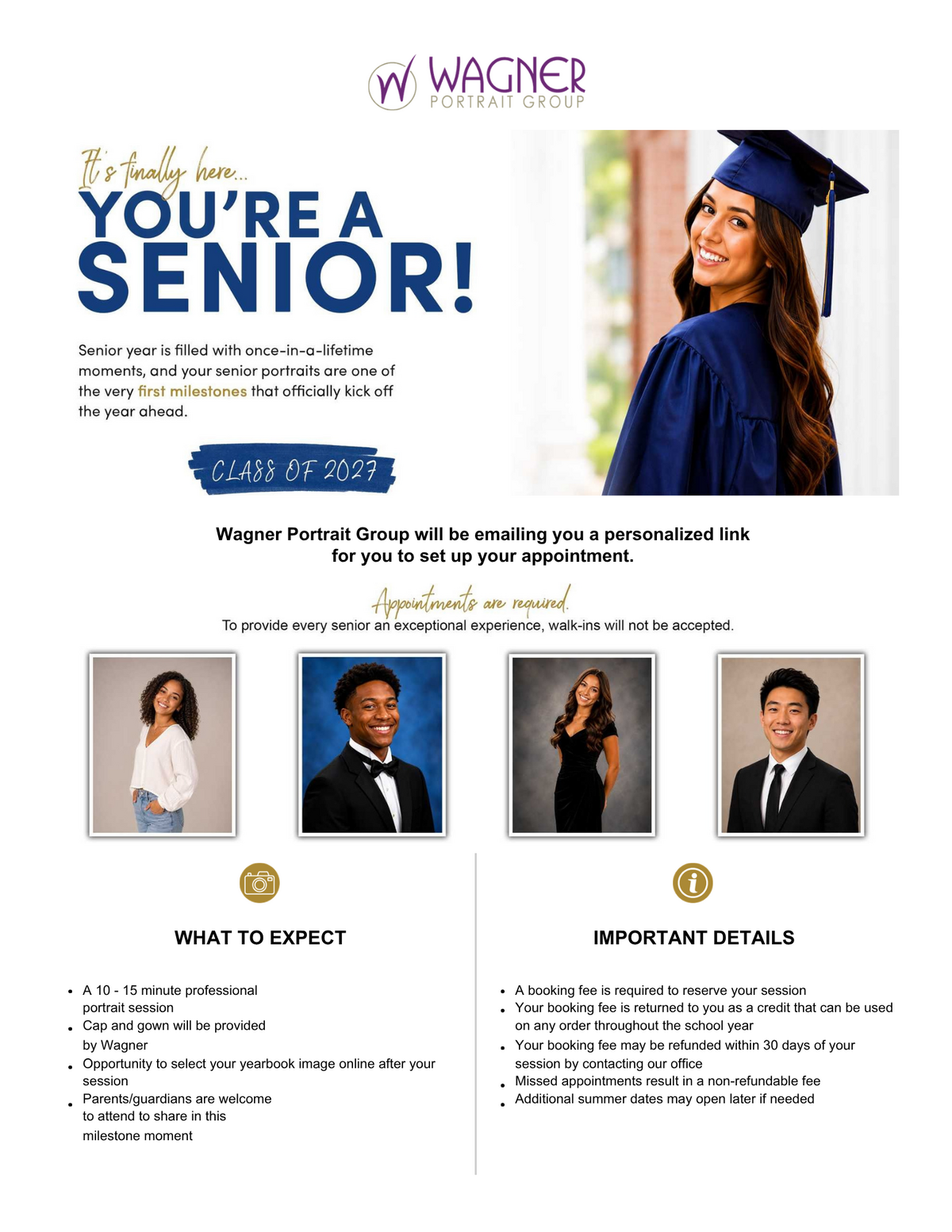 Class of 2027 - Senior Photo Sessions by Appointment,  August 5th-7th - email with personalized link coming soon!