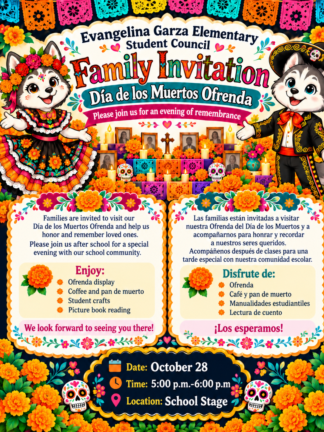 Evangeline Garza Elementary Invites Families to Día de los Muertos Celebration