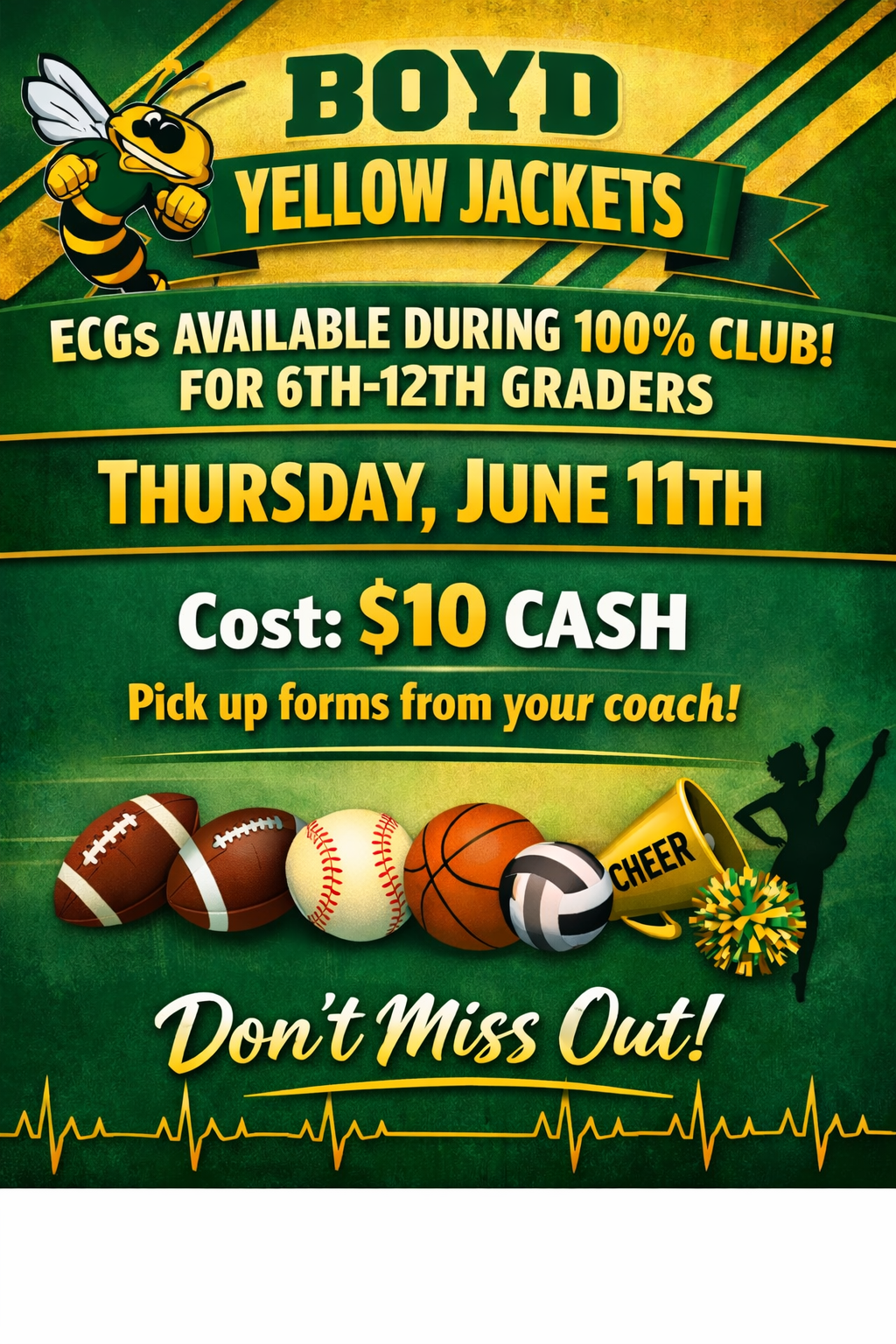 Summer ECGs for Grades 6th-12th Thursday, June 11