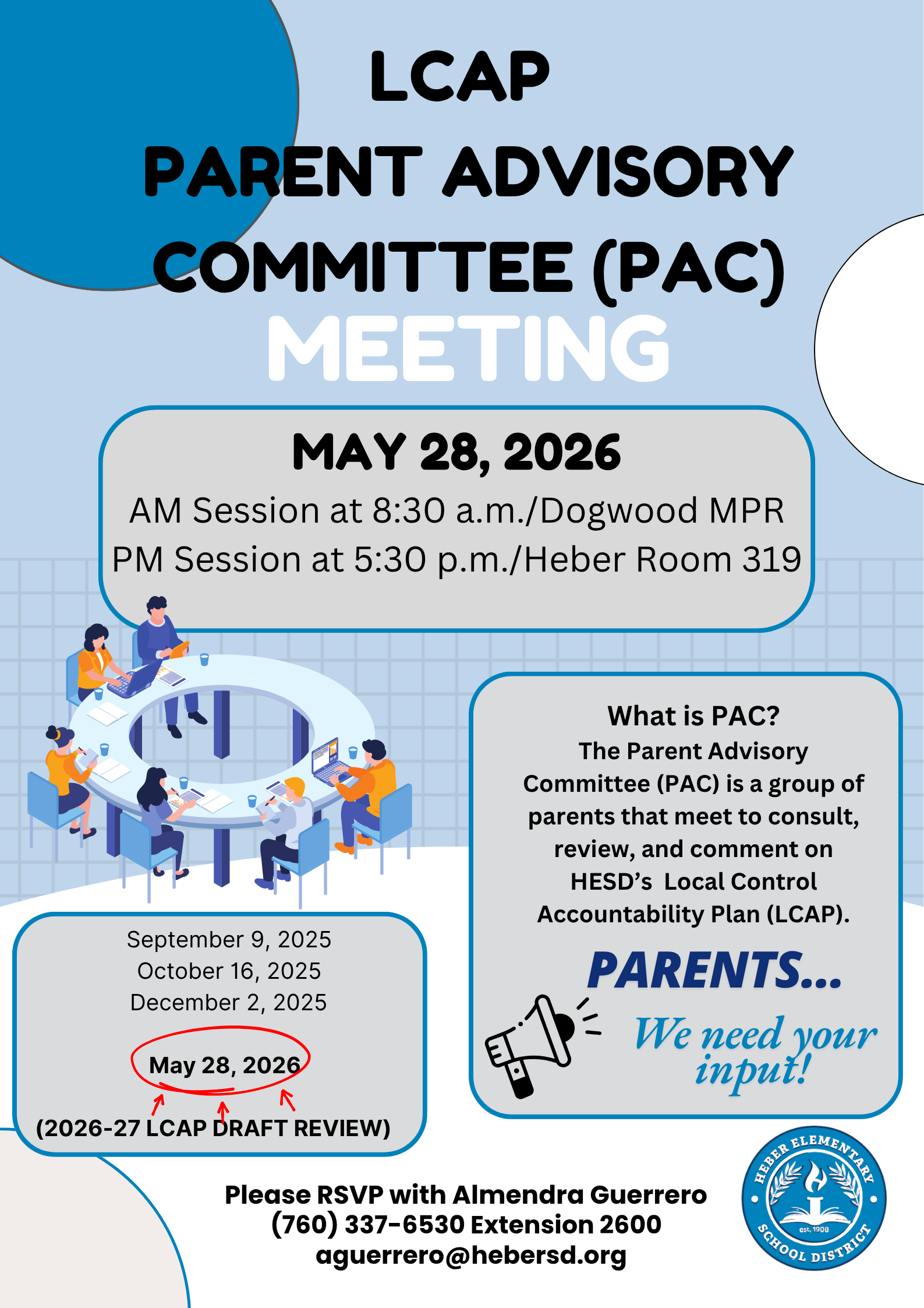 May LCAP Parent Advisory Committee Meeting (PAC)