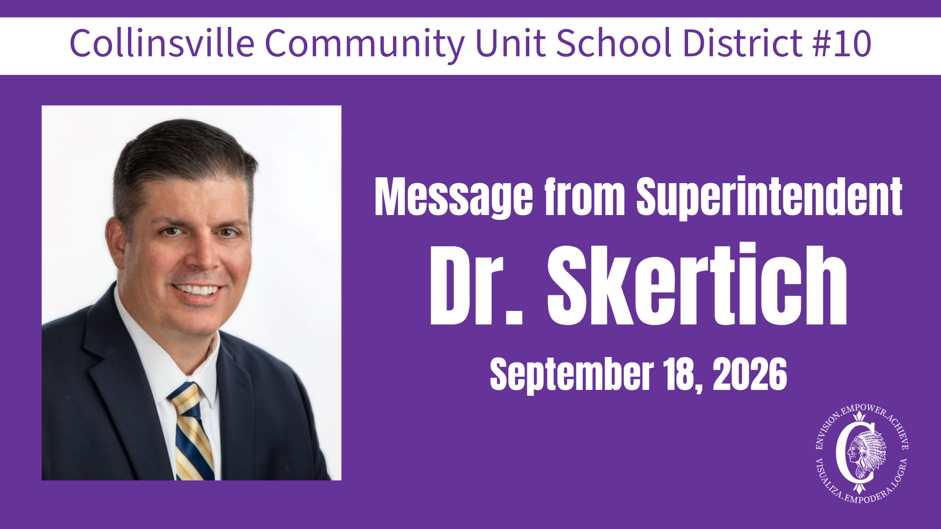September 18, 2026 Update from Superintendent Dr. Skertich