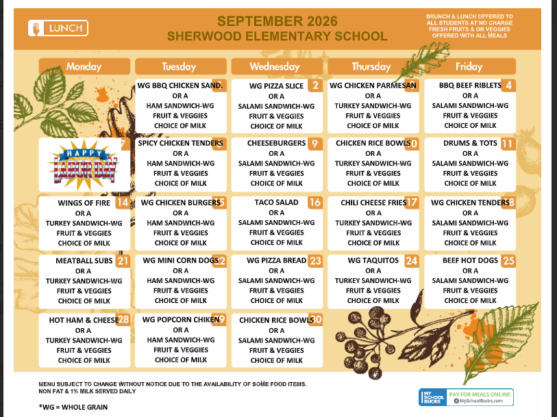 September Lunch Menu