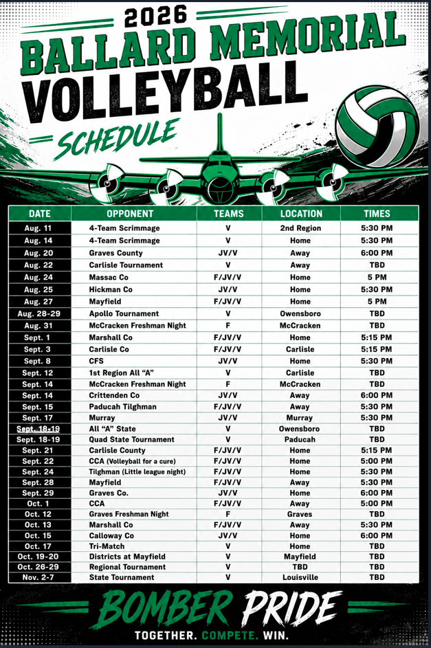 2026 Ballard Memorial Volleyball Schedule