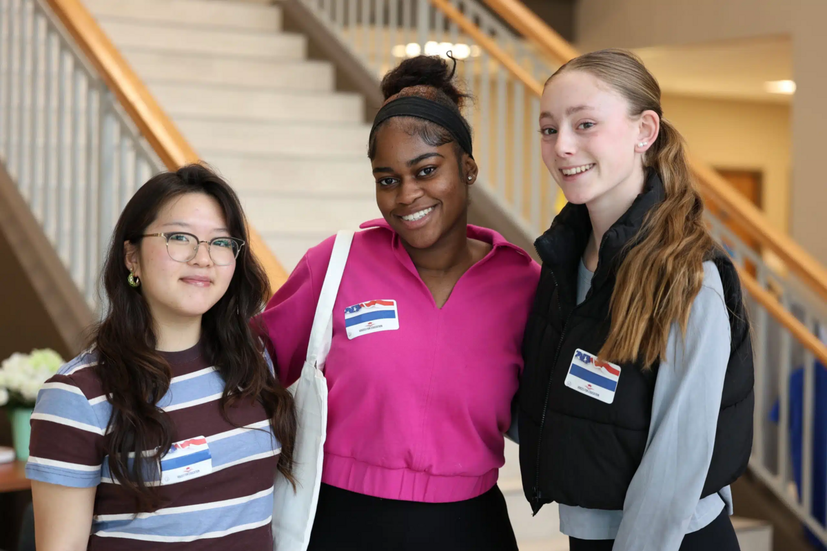 group of 3 smiling high school girls