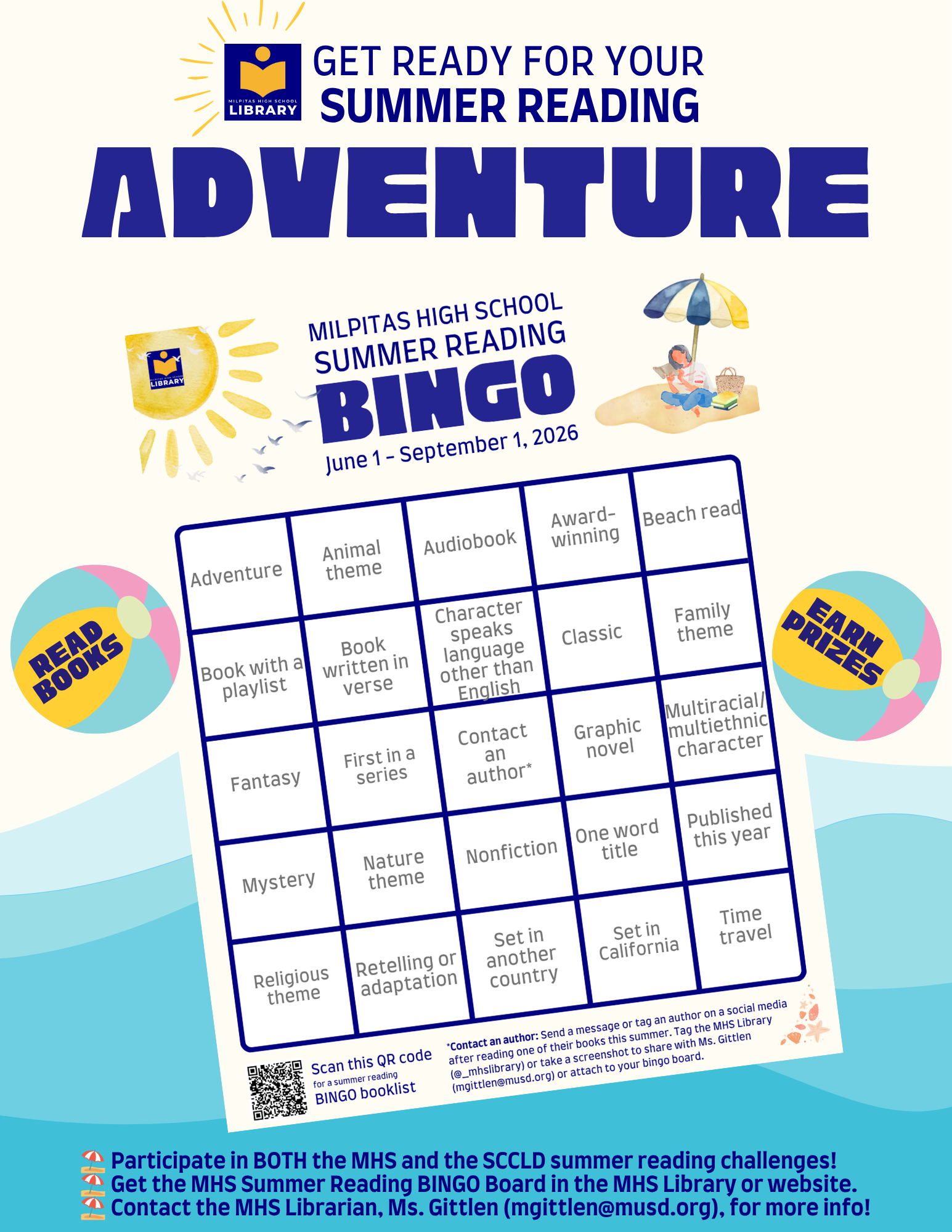⛱️ Participate in the 2026 Summer Reading Challenge! 📚