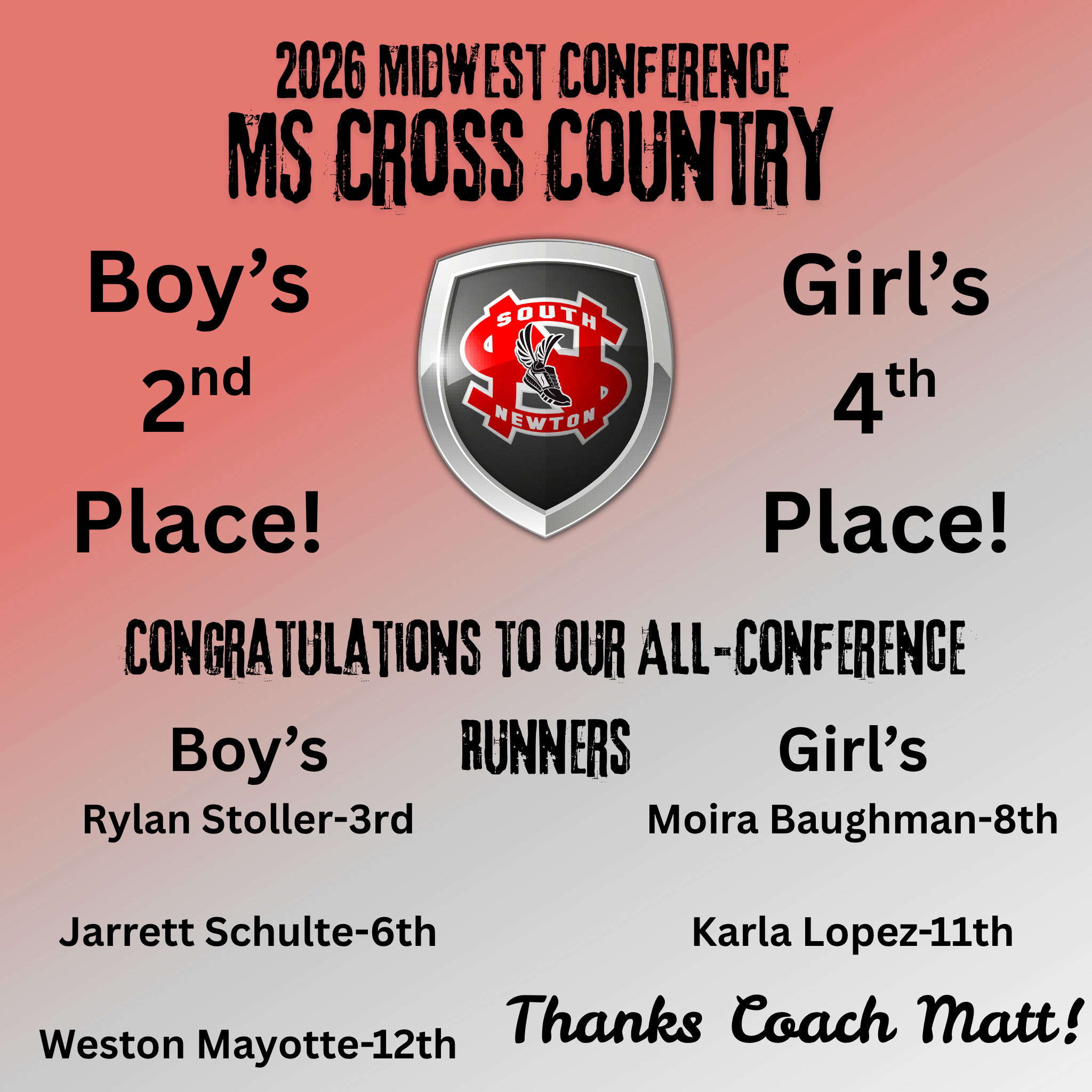 Congratulations to our SNMS Cross Country Team!