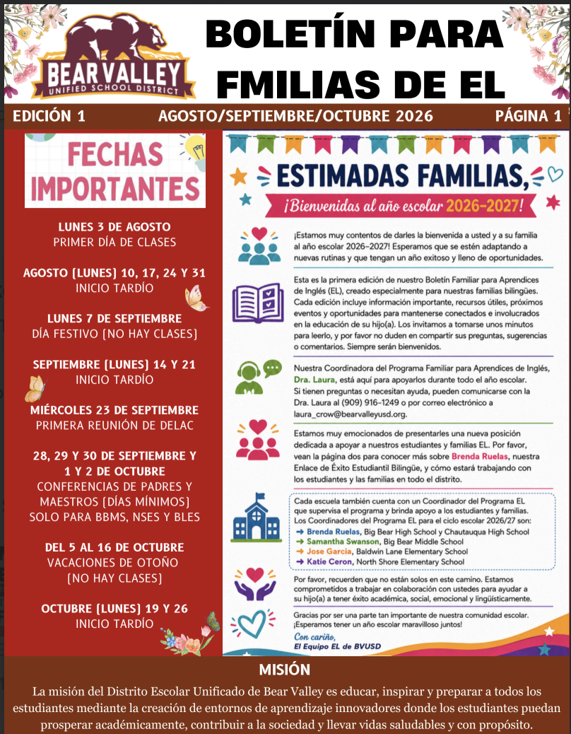 ELL Family Newsletter (Spanish) 