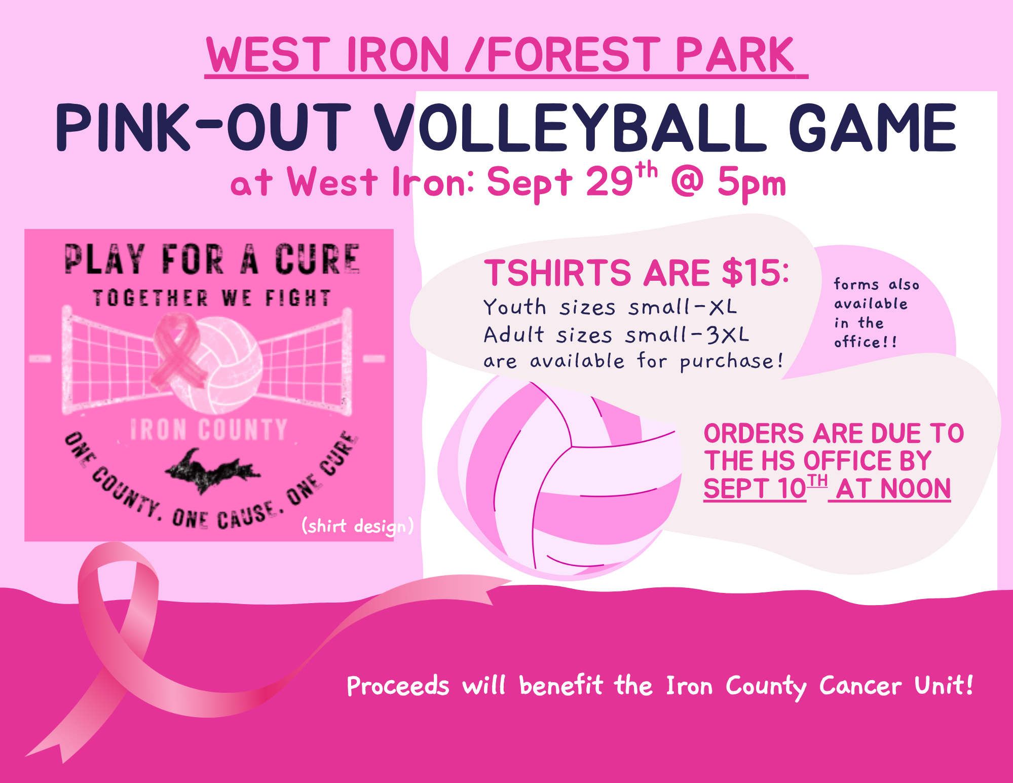 West Iron County Volleyball Pink Out Game & T-Shirts