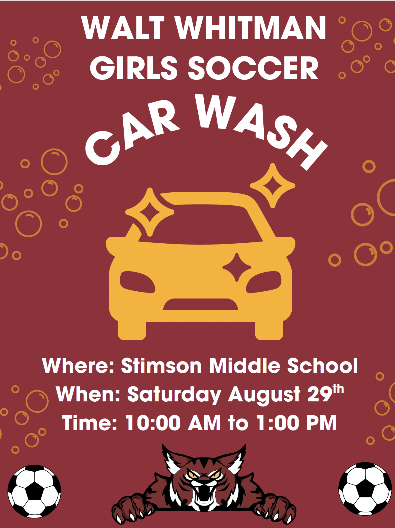 Walt Whitman Girls Soccer Car Wash - Saturday, August 29th
