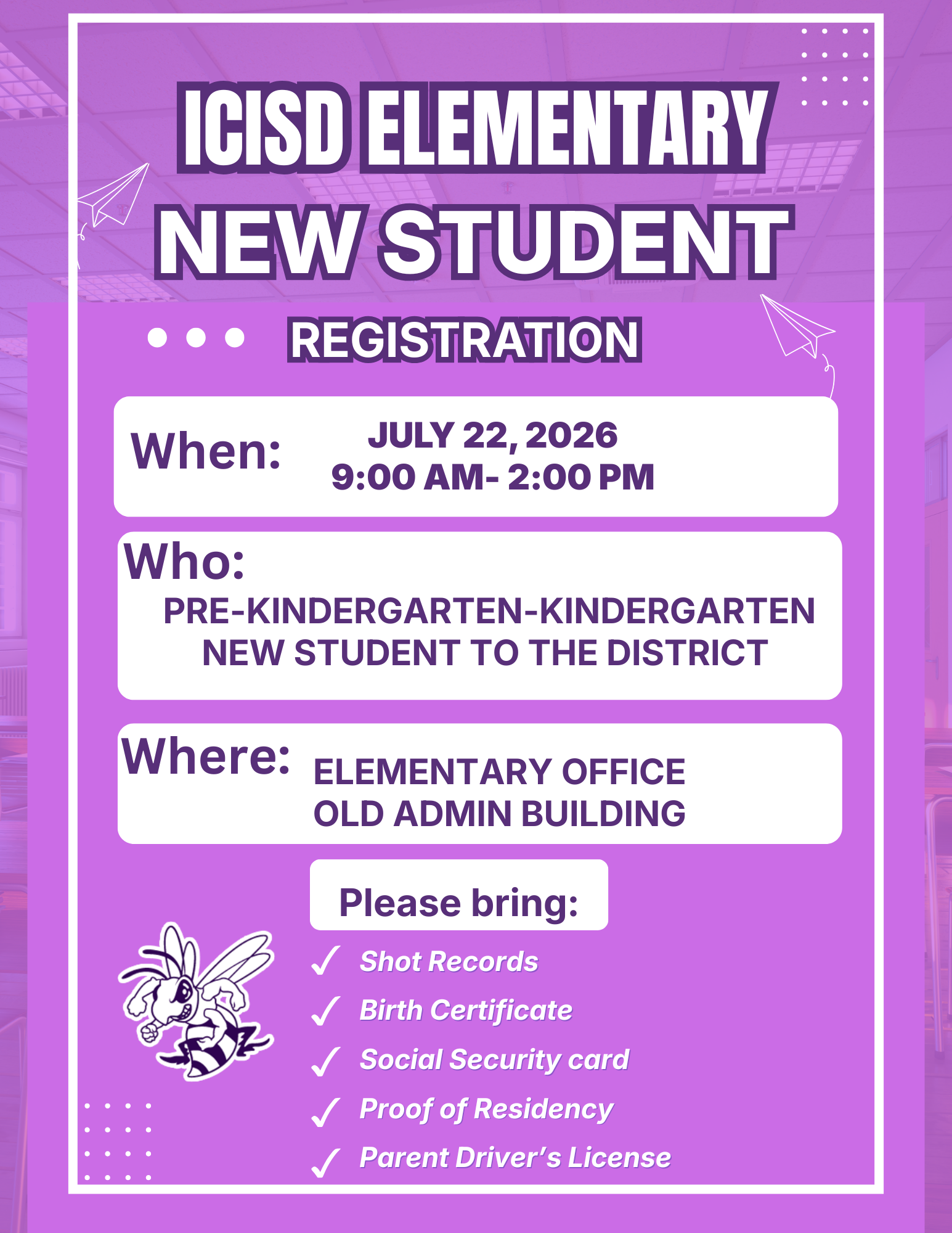 ICISD Elementary New Student and PK-K Registration