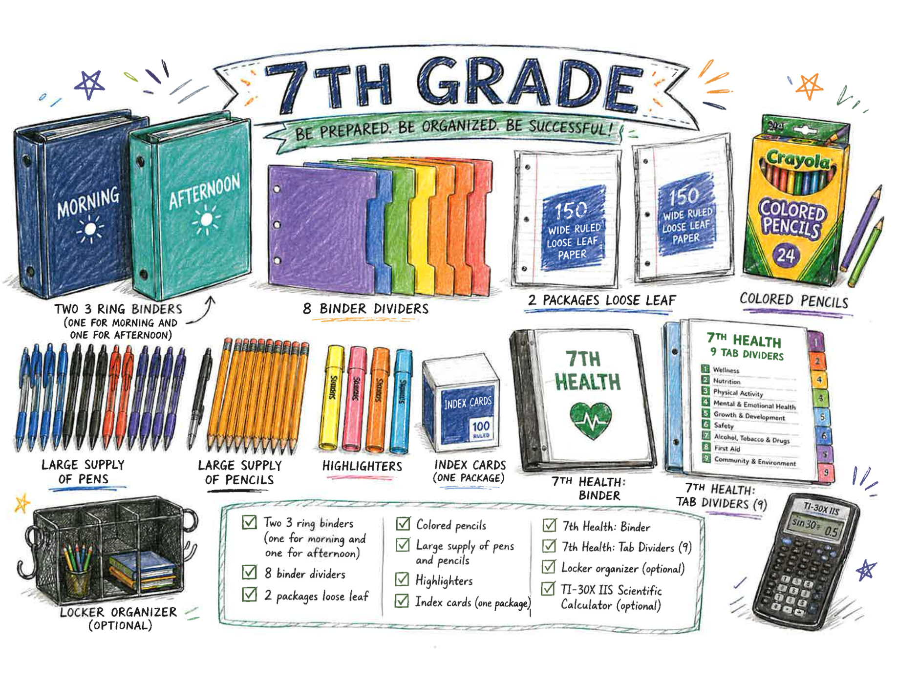 7th Grade Supply List