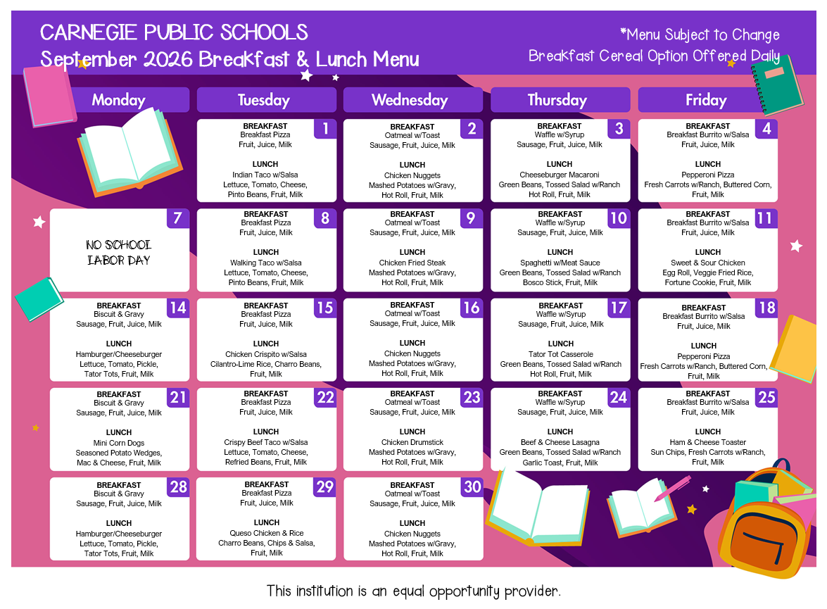 September Breakfast & Lunch Menu
