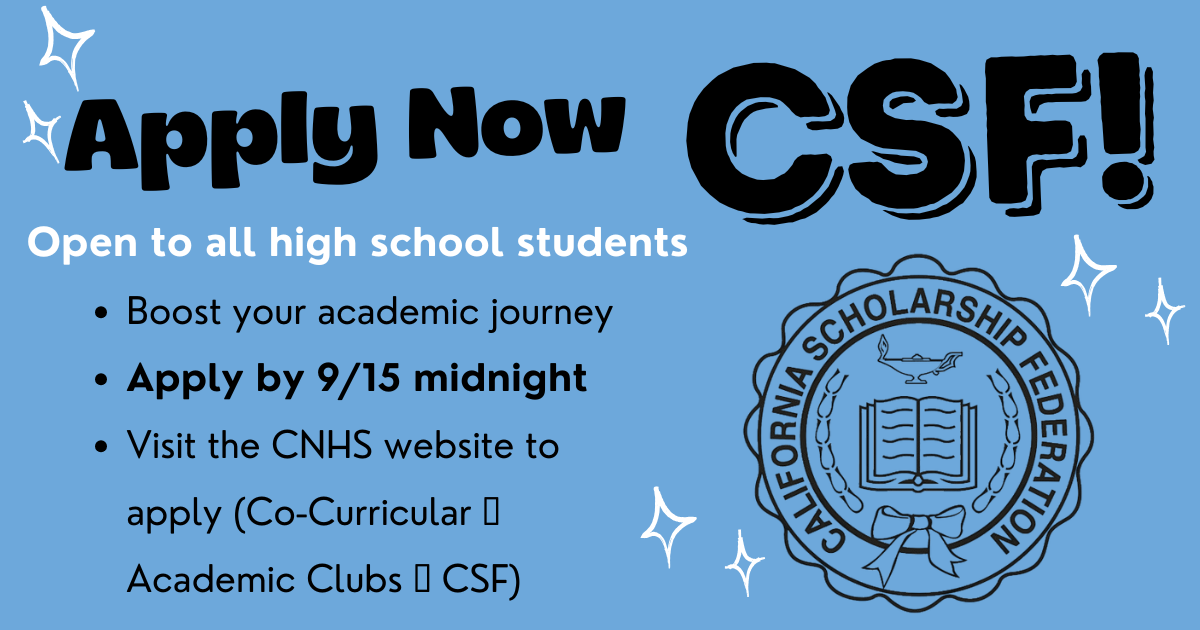 California Scholarship Federation (CSF) Applications Open!