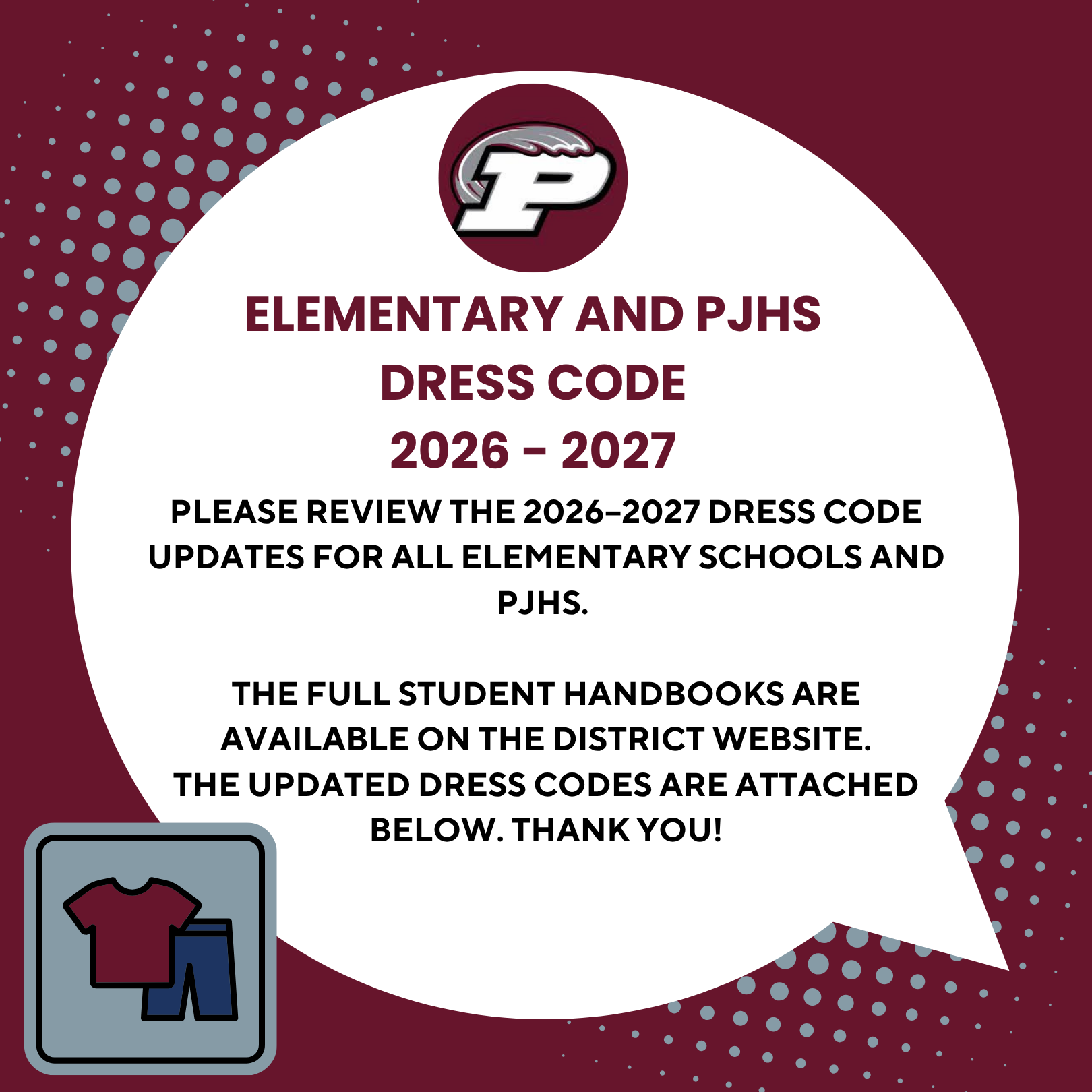 Elementary and PJHS Dress Code 2026 - 2027