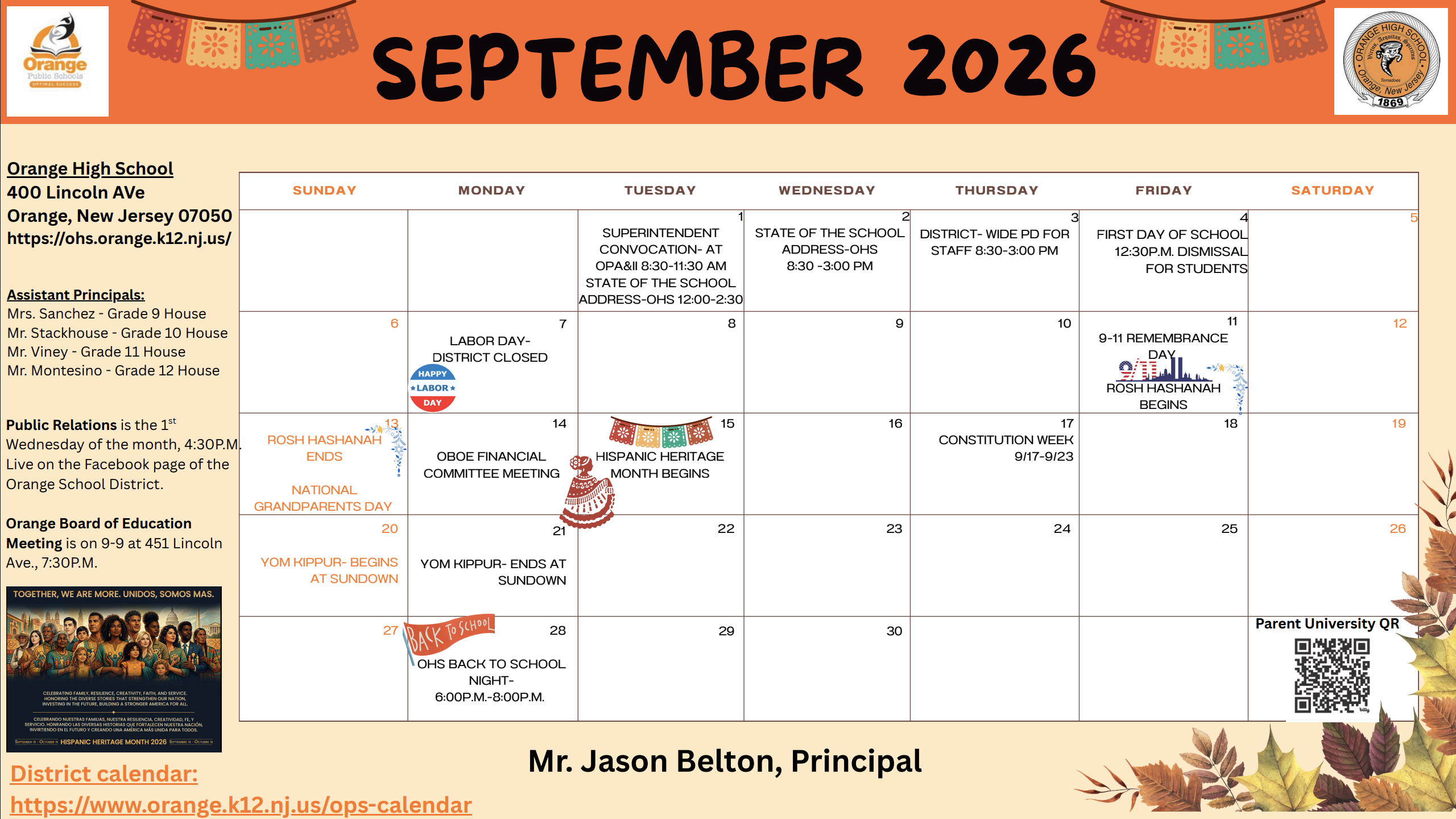 OHS September Calendar