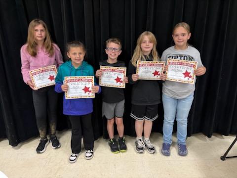 Elementary Students of the Month and AR recipients